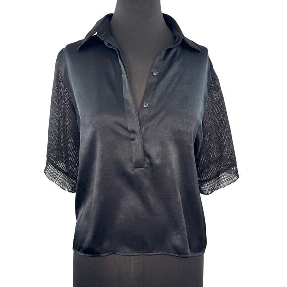 ALEXIS Eclipse Black Blouse Collared Casual Button-Down Pullover Sz S Small NEW - Picture 1 of 6